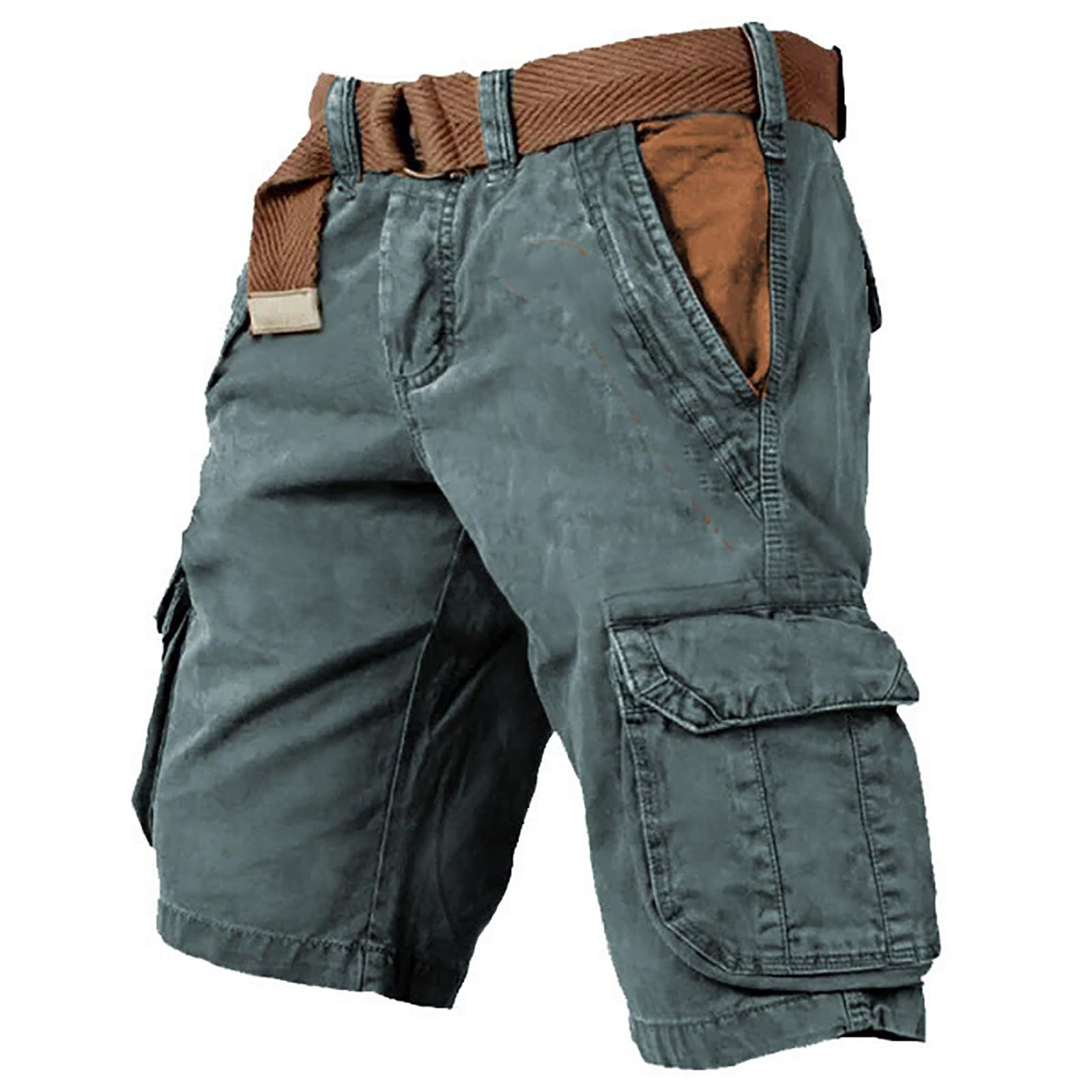 Men's Casual Multi‑Pocket Cargo Shorts Vintage Washed Outdoor Summer Work Shorts