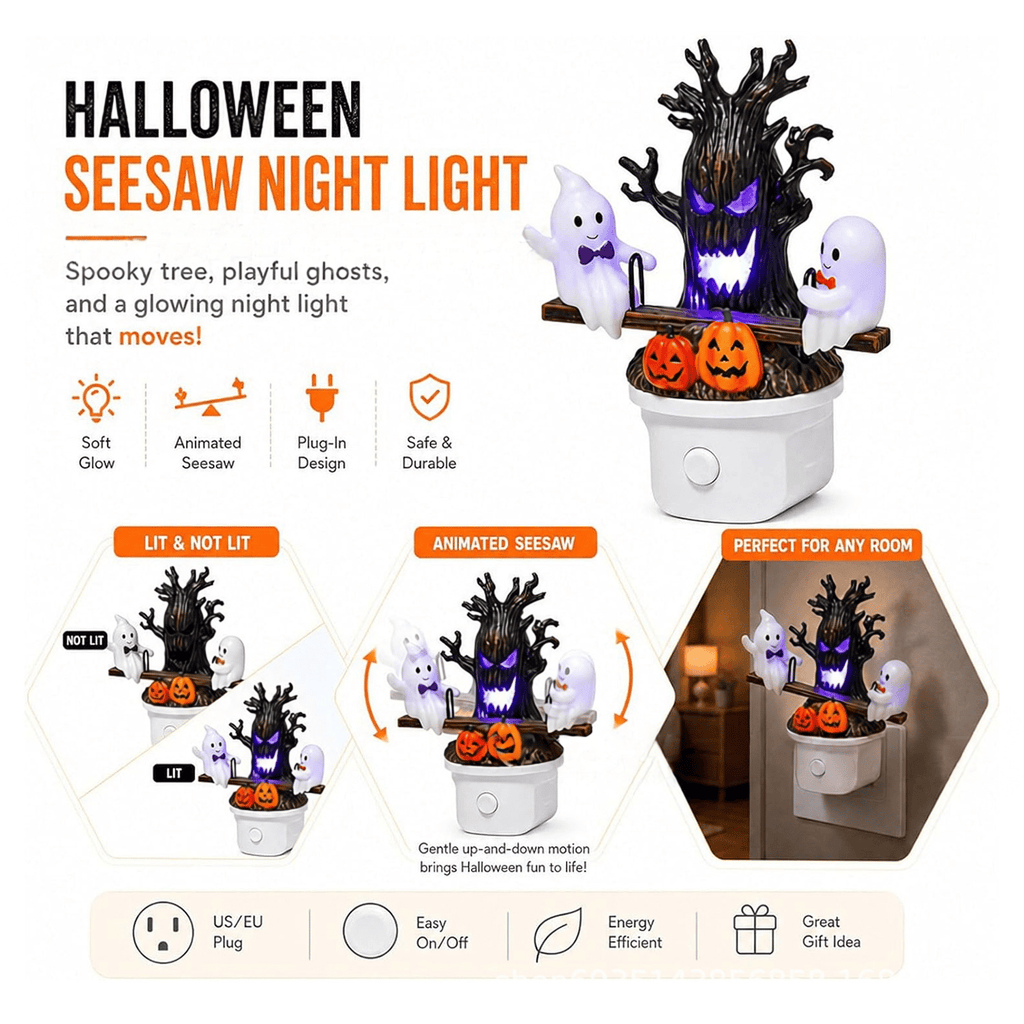 🔥HOT SALE 49% OFF - 🎃👻Animated Seesaw Ghost Plug In LED Night Light