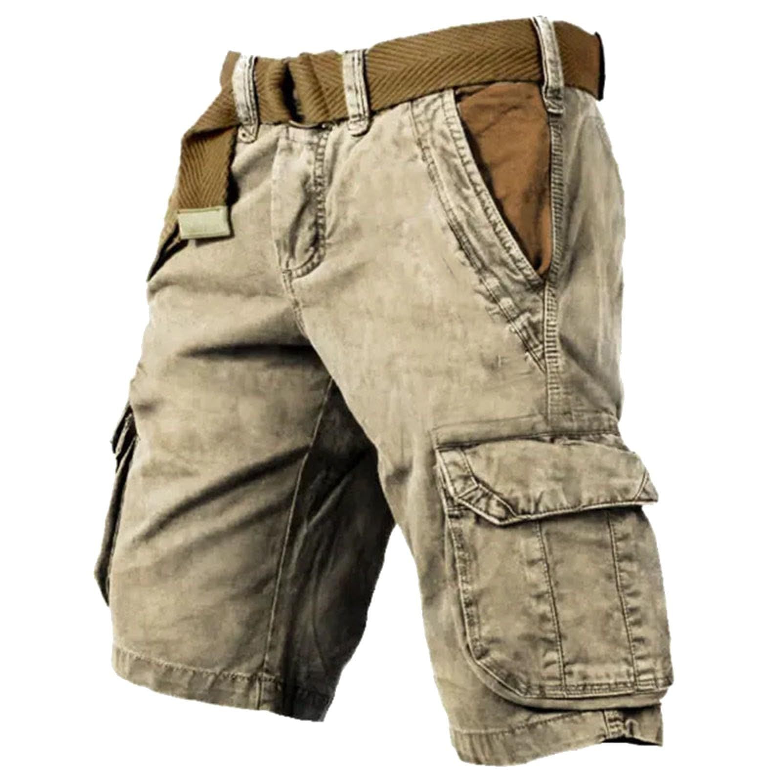 Men's Casual Multi‑Pocket Cargo Shorts Vintage Washed Outdoor Summer Work Shorts