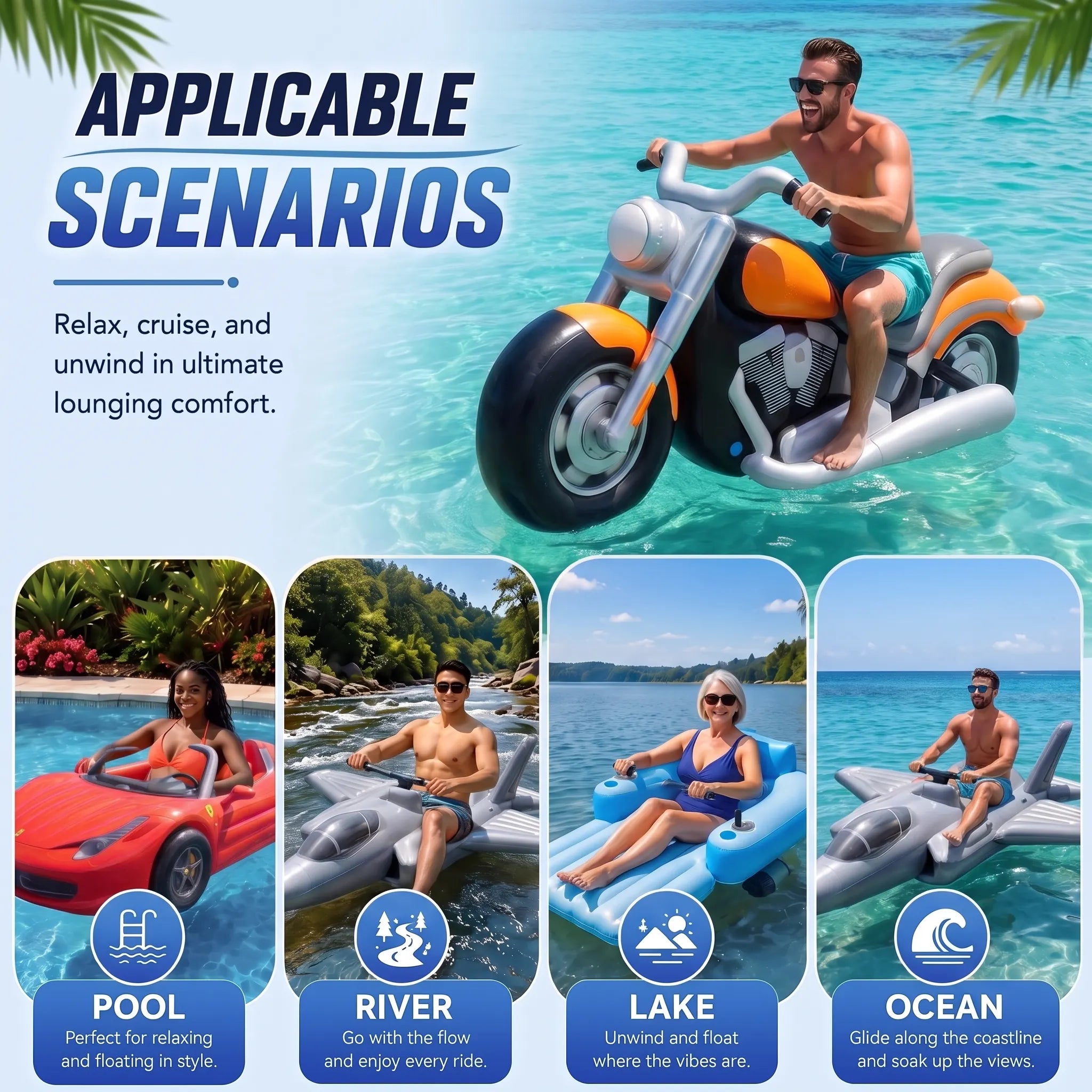 Portable Electric Water Float for Pool Lake & Calm Water