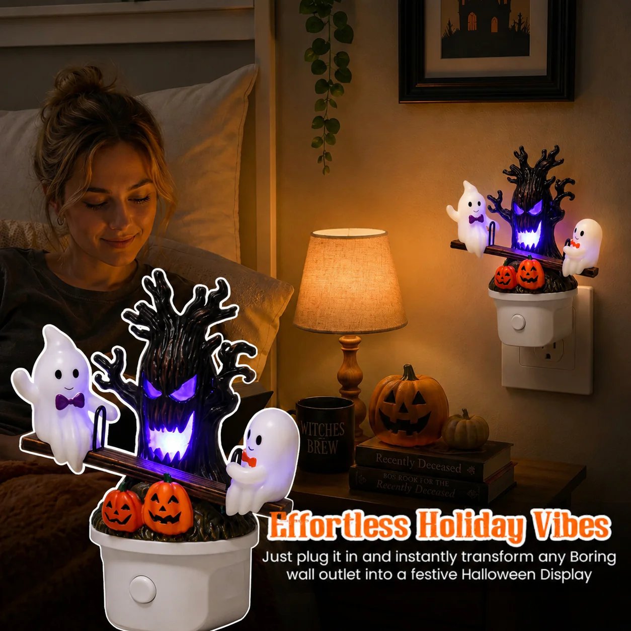 🔥HOT SALE 49% OFF - 🎃👻Animated Seesaw Ghost Plug In LED Night Light